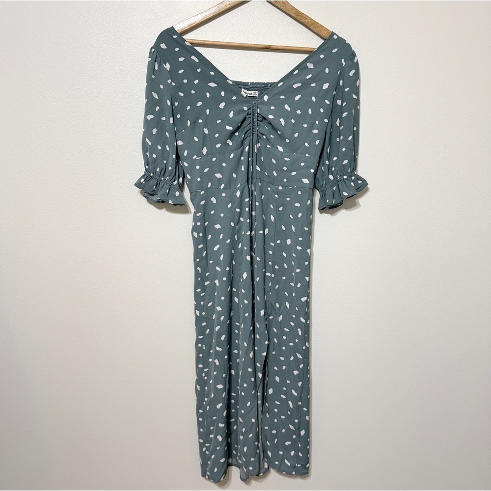 Abercrombie & Fitch Polka Dot Midi Dress Size XS Teal Green